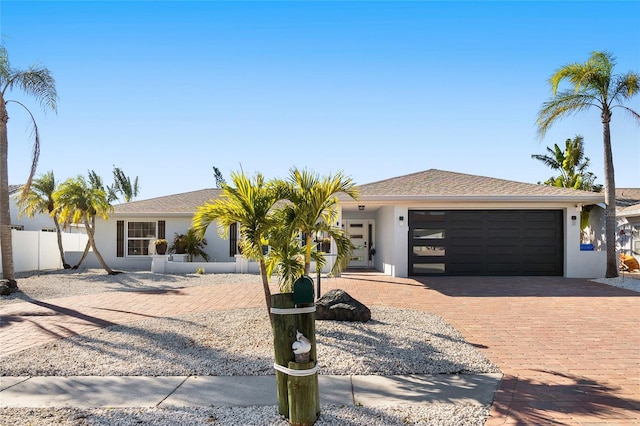 view of front of property with a garage