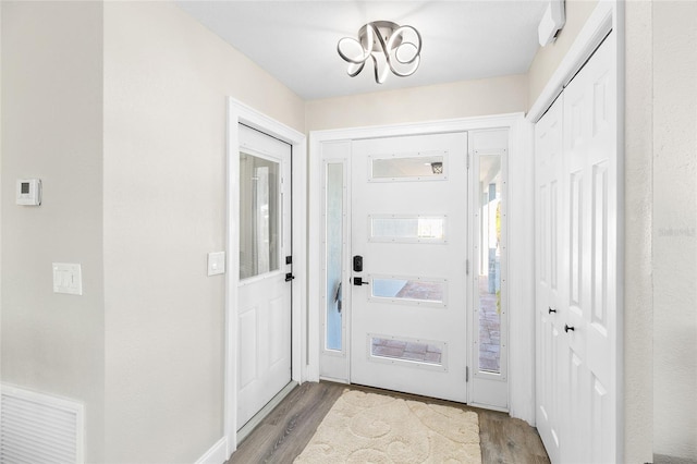 foyer entrance featuring light hardwood / wood-style floors