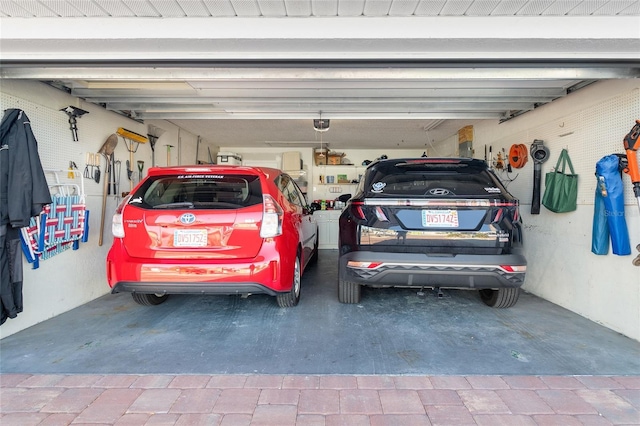 garage with a garage door opener