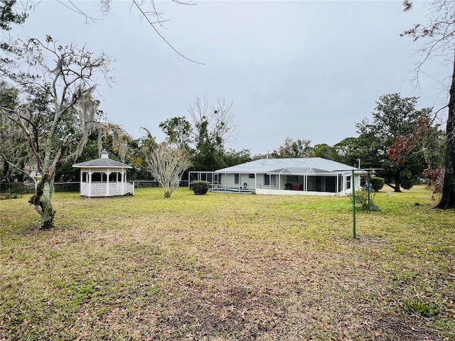 view of yard with a gazebo