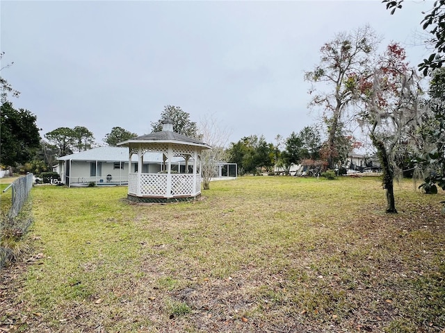 view of yard with a gazebo