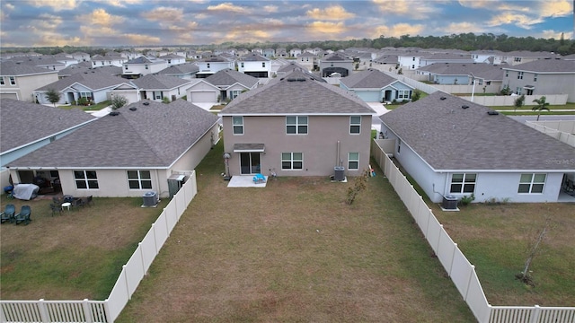 view of aerial view at dusk