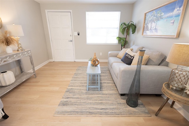 living room with light wood-type flooring