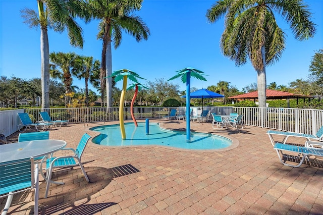 view of pool featuring a patio