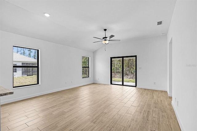 5237 Aberback St, North Port, FL 34291 - empty room featuring a wealth of natural light, visible vents, light wood-style flooring, and ceiling fan