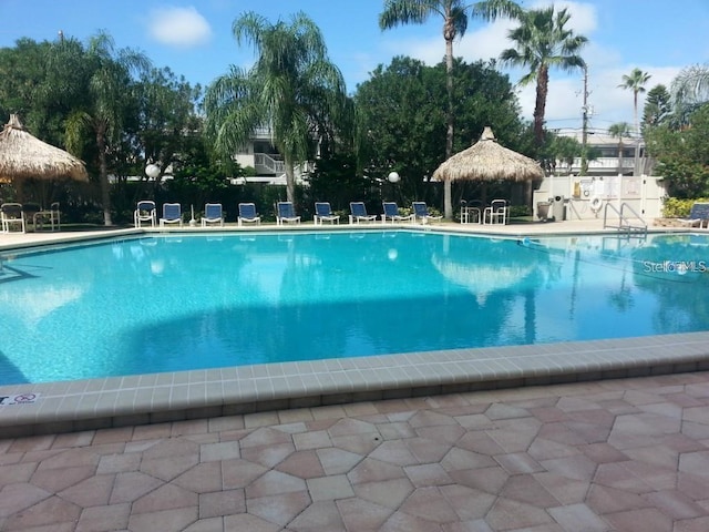 view of pool with a gazebo