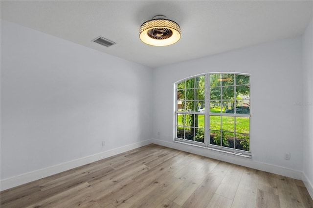 spare room featuring plenty of natural light and light wood-type flooring