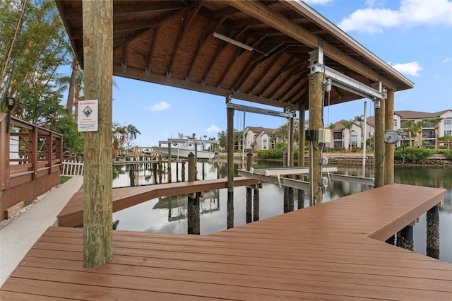 view of dock featuring a water view