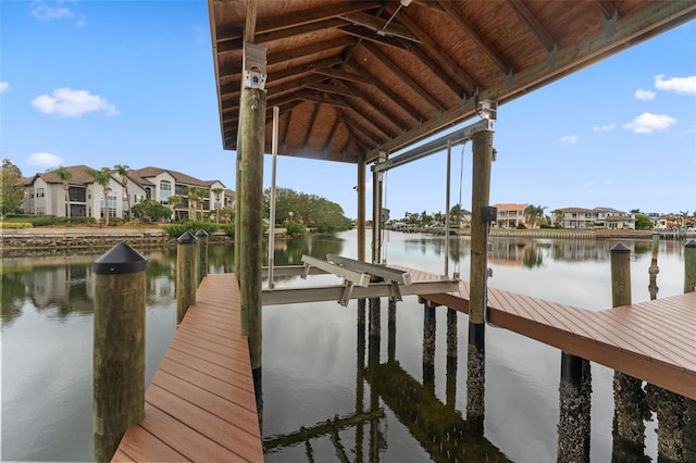 view of dock featuring a water view