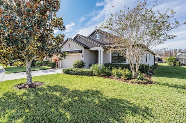 19724 Post Island Loop, Land O Lakes, FL 34638 - view of front facade with stucco siding, an attached garage, a front lawn, and driveway