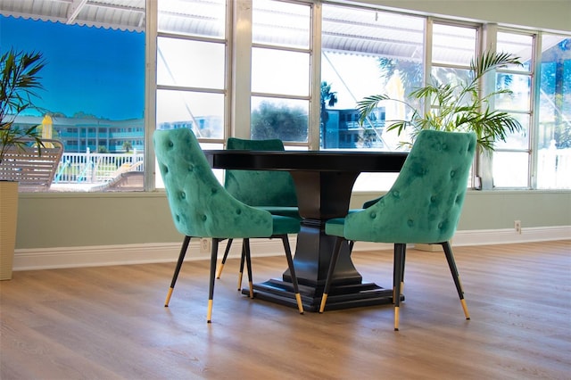 dining room with hardwood / wood-style flooring