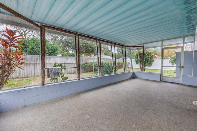 view of unfurnished sunroom