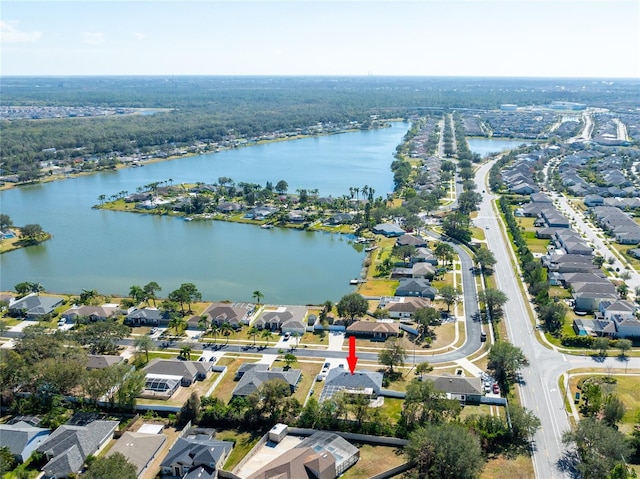 bird's eye view featuring a water view