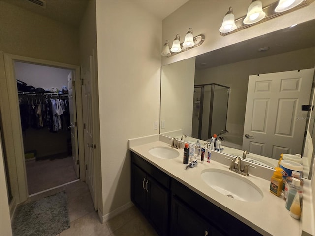 2878 Grand Kemerton Pl, Tampa, FL 33618 - bathroom featuring tile patterned floors, separate shower and tub, and vanity