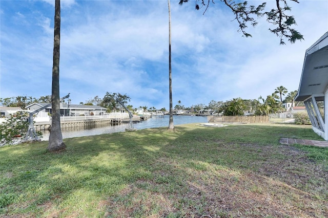 view of yard featuring a water view