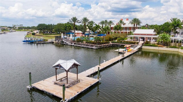 view of dock featuring a water view