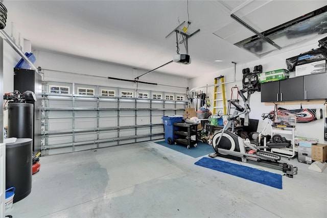 garage with a garage door opener