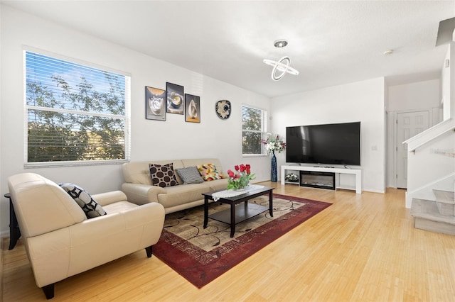 living room featuring light hardwood / wood-style flooring