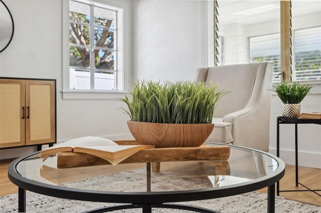 living area featuring light hardwood / wood-style flooring