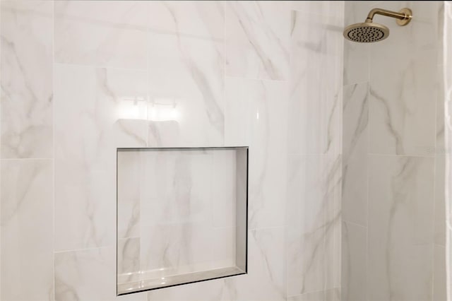 interior details featuring tiled shower