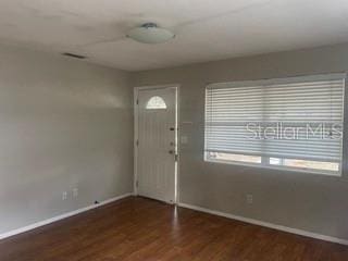 entryway featuring dark hardwood / wood-style flooring and a wealth of natural light