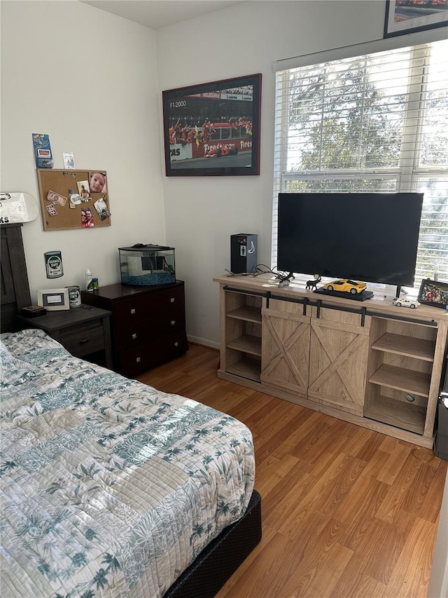 bedroom featuring wood finished floors