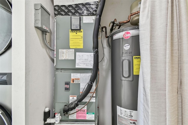 utilities with water heater and heating unit