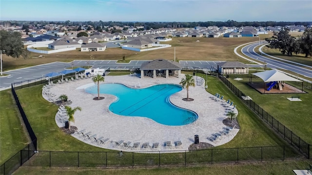 view of pool with a gazebo and a patio