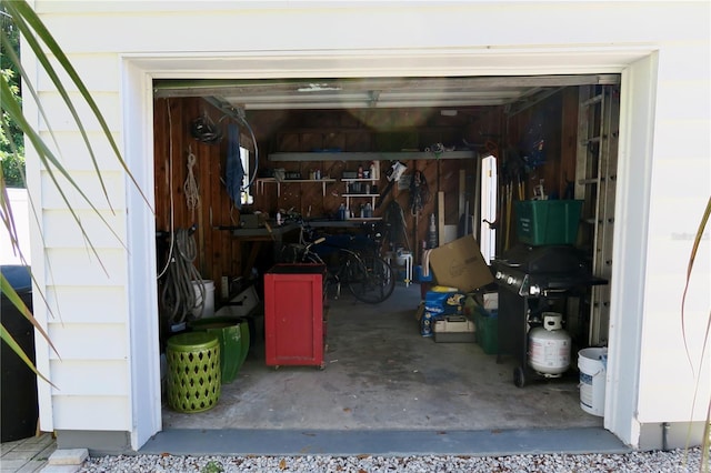 view of garage