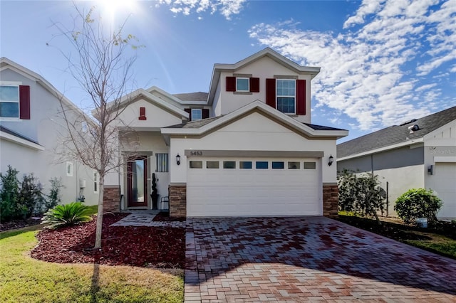 view of front of house with a garage