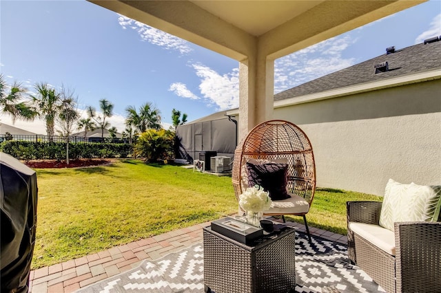 view of patio / terrace featuring an outdoor hangout area and central air condition unit