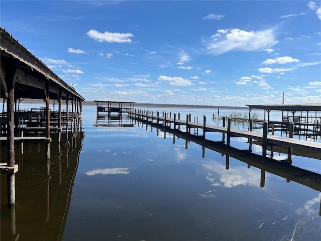 view of dock featuring a water view