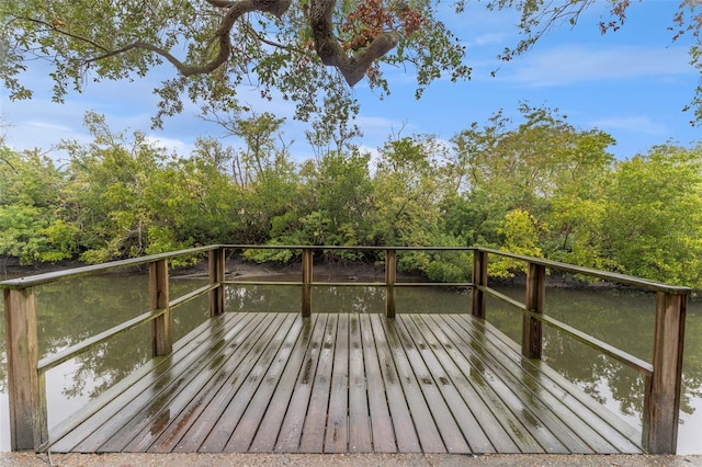 wooden deck with a water view