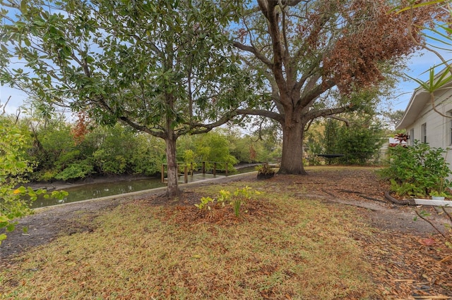 view of yard featuring a water view