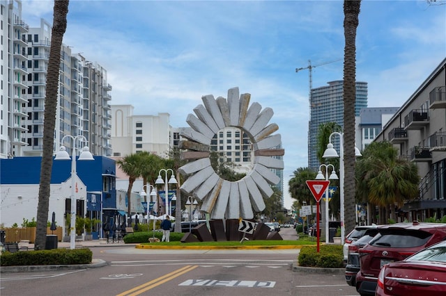 view of building exterior featuring a city view