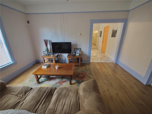 living room featuring light hardwood / wood-style floors