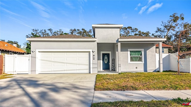 view of front of house with a garage and a front yard