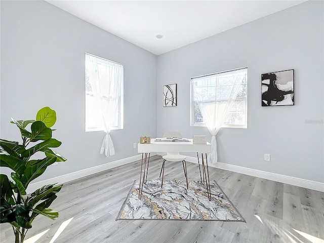 office space featuring light hardwood / wood-style floors