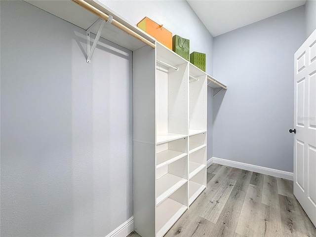 spacious closet featuring light hardwood / wood-style floors