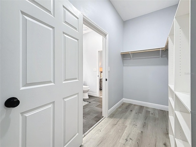 walk in closet featuring light wood-type flooring