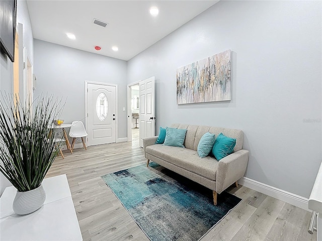 living room featuring light hardwood / wood-style flooring