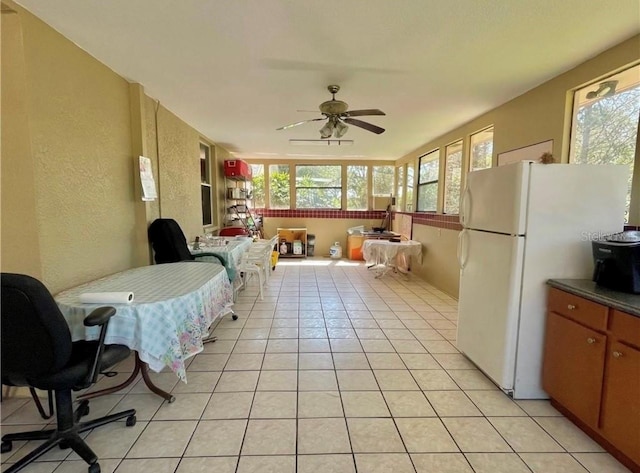 interior space with ceiling fan and a healthy amount of sunlight