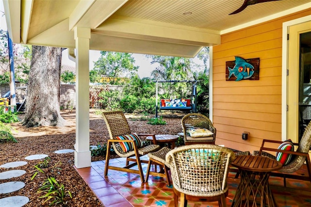 view of patio / terrace with ceiling fan