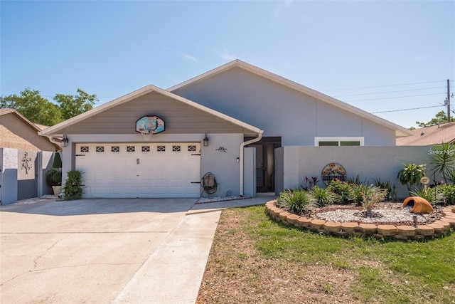 ranch-style home with a garage