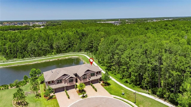 4899 Isola Ct, Wesley Chapel, FL 33543 - drone / aerial view of a forest and a nearby body of water