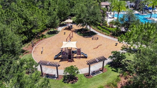 4899 Isola Ct, Wesley Chapel, FL 33543 - drone / aerial view of a pool and a park