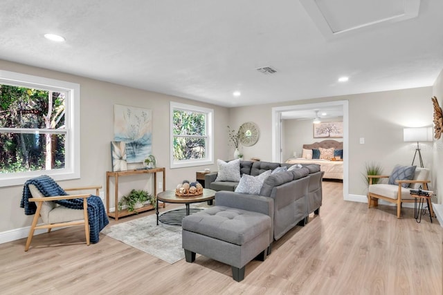 living room featuring light hardwood / wood-style floors