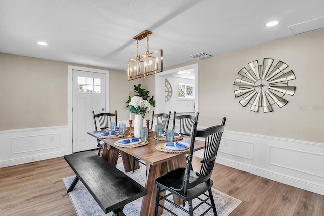 dining area with light wood-type flooring