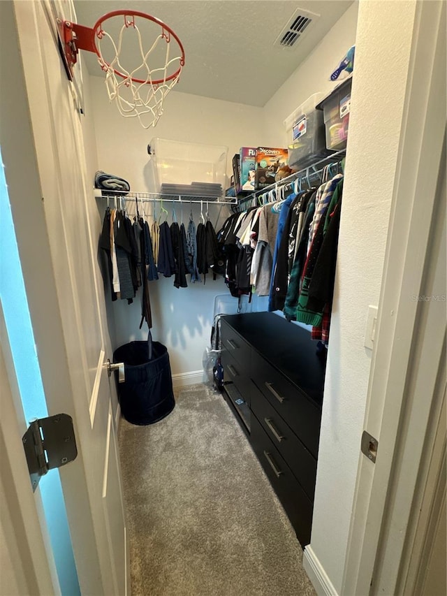 spacious closet featuring carpet