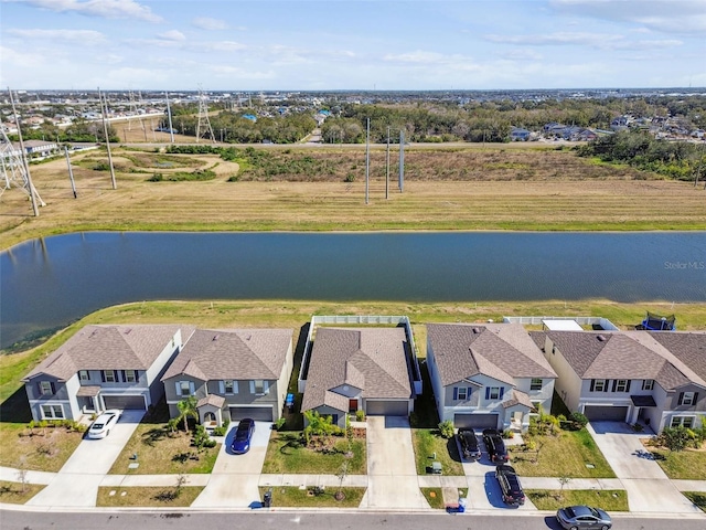 bird's eye view featuring a water view